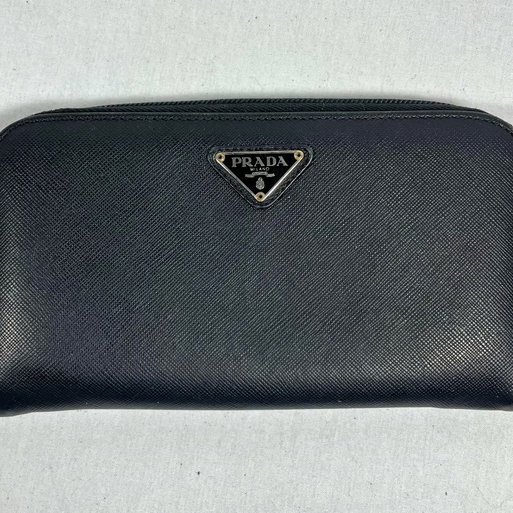 Prada Saffiano Leather Round Zipper Wallet